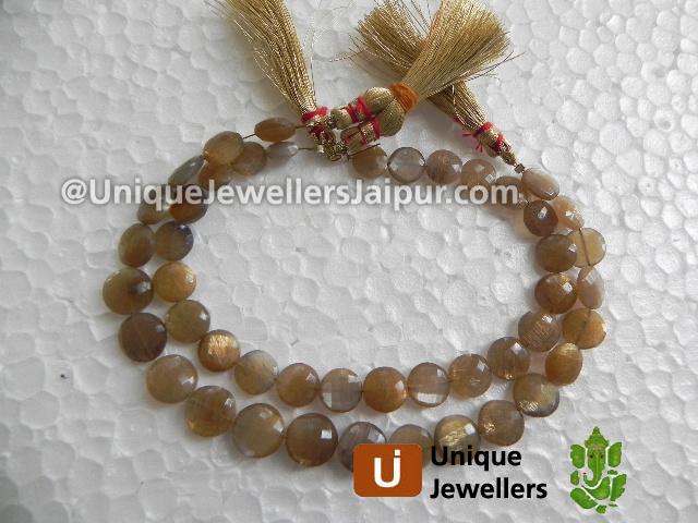 Golden Feldsphar Faceted Coin Beads